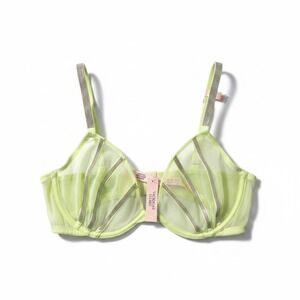 Victoria's Secret Sheer Shine Unlined Low-Cut Demi Bra Citron Glow 36C